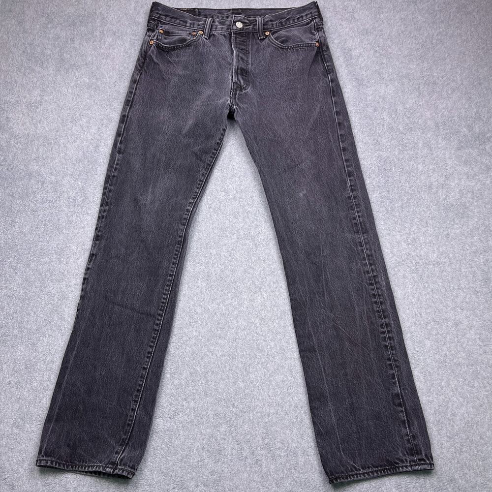 levis 501 jeans faded black charcoal button fly denim mens 33x34